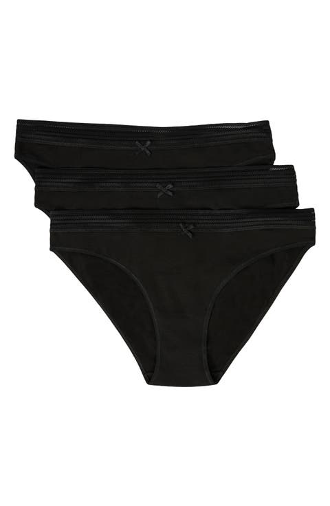 Jack 3-Pack Lace Trim Cotton Blend Bikini Panties