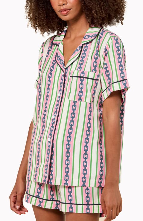 Chain Stripe  Shorts Set