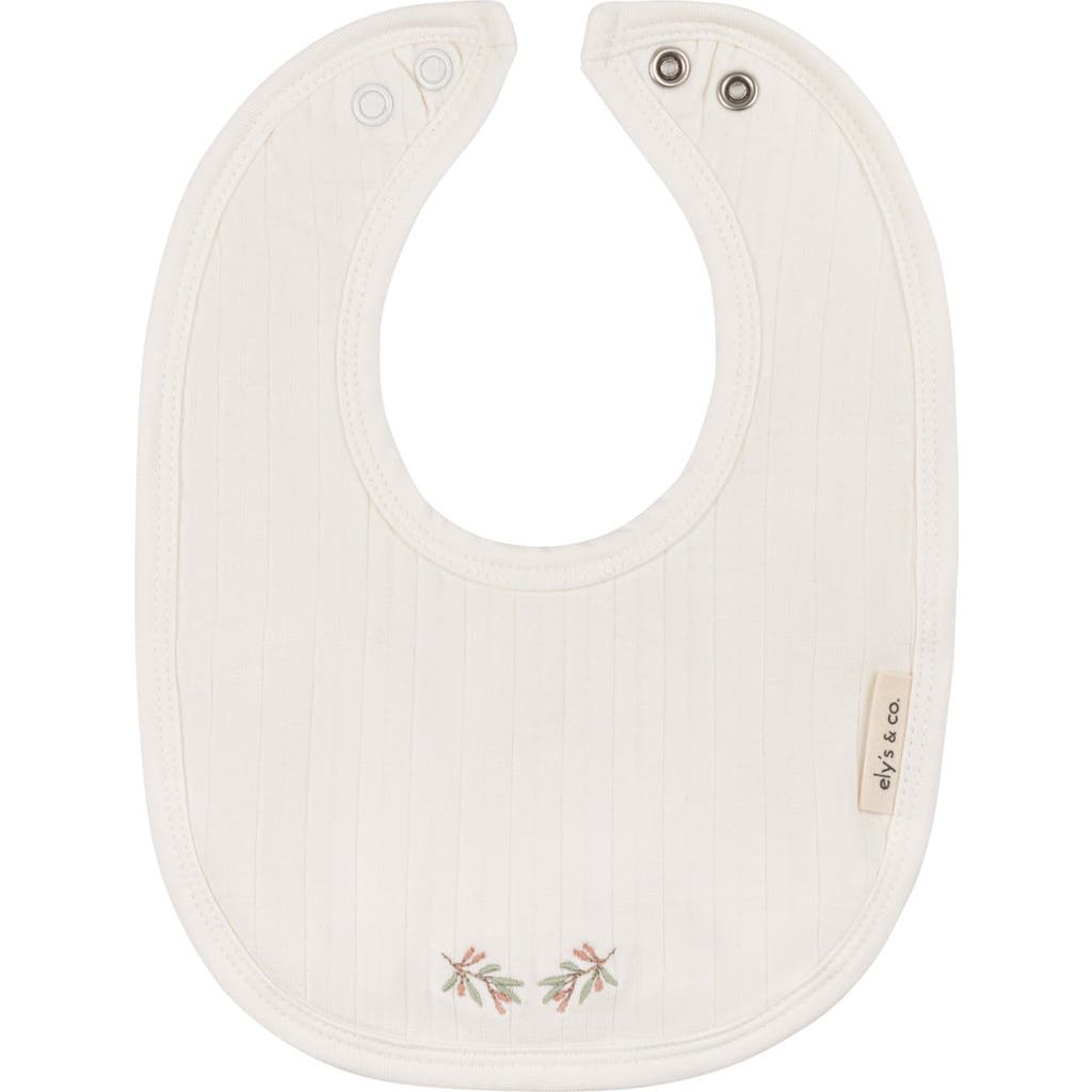Ely's & Co. Organic Wide Rib Embroidered Scallop Collar Collection In Ivory/pink