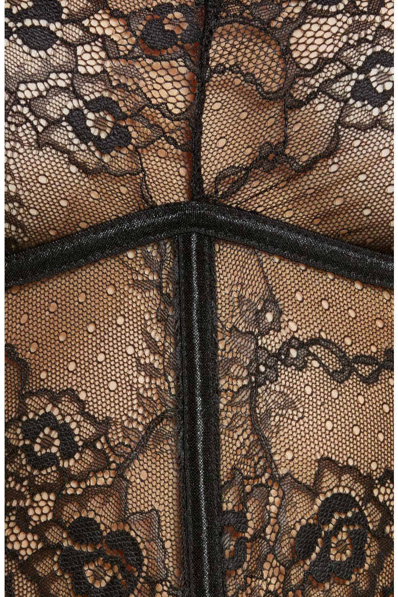 Lace Bra, Garter Belt & G-String Thong, Alternate, color, BLACK