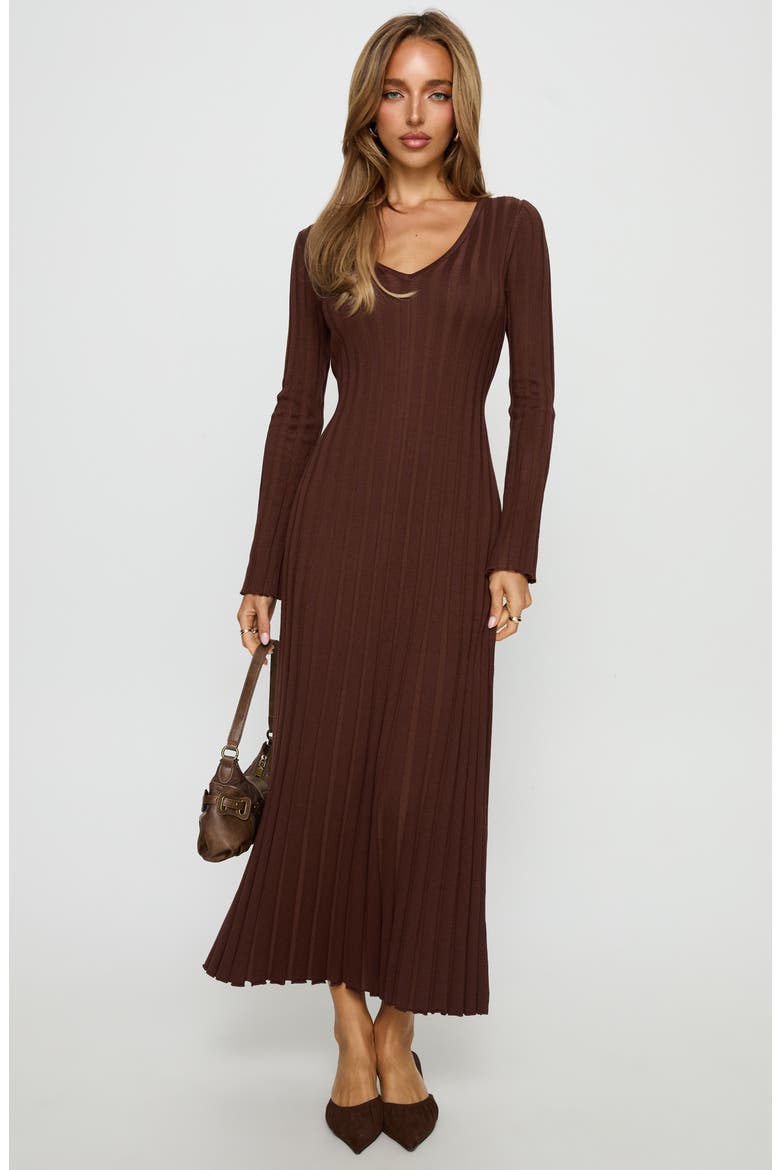 Gratuita Long Sleeve Rib Maxi Sweater Dress, Alternate, color, CHOCOLATE