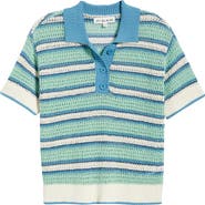 CITY BLUES Open Knit Polo Sweater