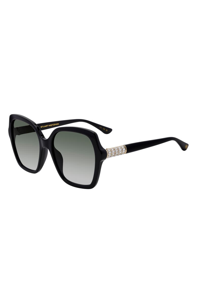 Stuart Weitzman 56mm Gradient Square Sunglasses, Alternate, color, Black