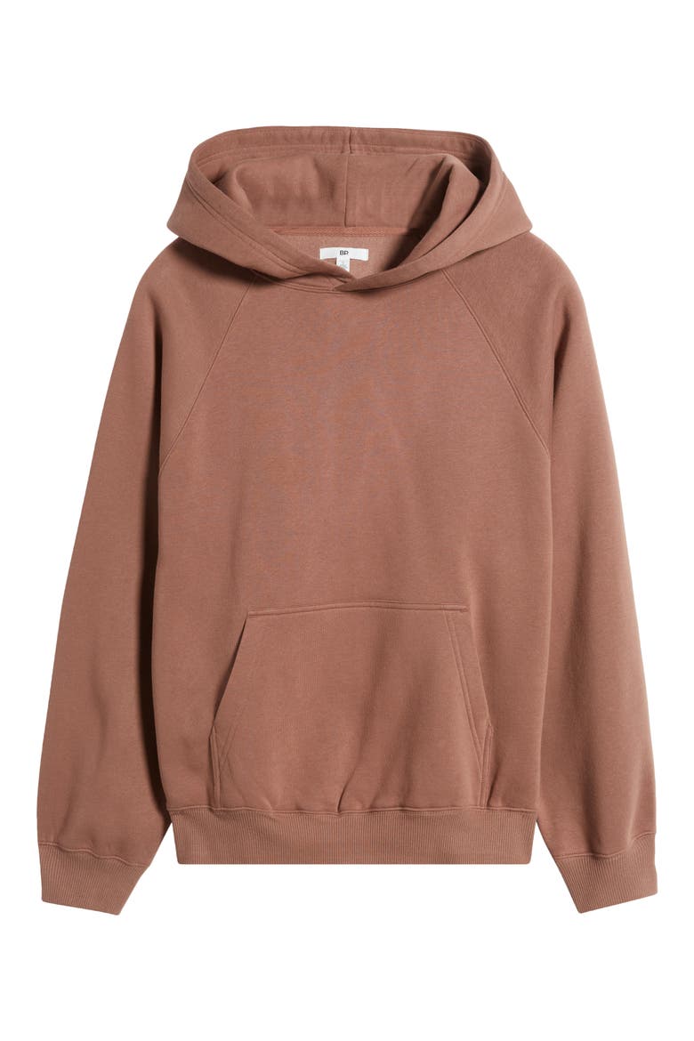 Fleece Detail Oversize Raglan Hoodie, Alternate, color, BROWN TOPAZ