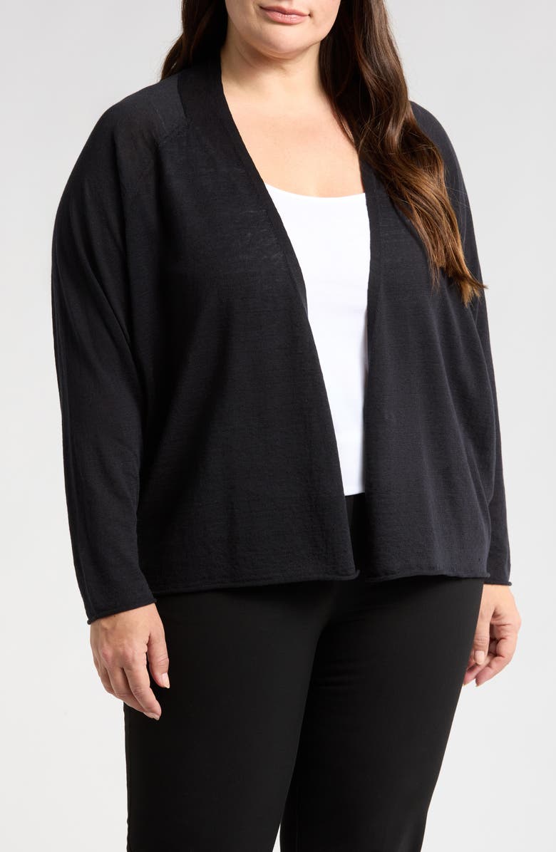 Eileen Fisher Organic Linen & Organic Cotton Open Front Cardigan, Main, color,