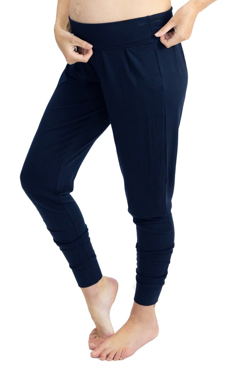 Long Sleeve Top & Lounge Pants Maternity/Nursing Set, Alternate, color, WHITE NAVY STRIPES