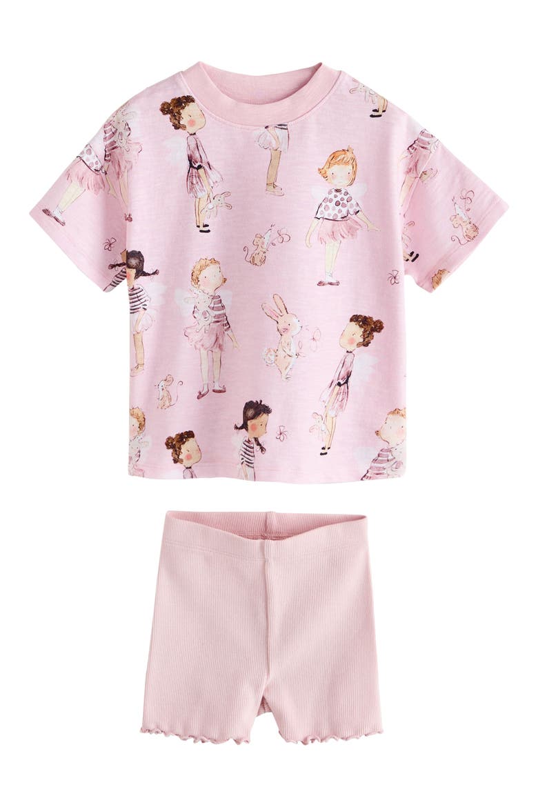 Kids' Ballerina T-Shirt & Shorts Set, Alternate, color, PINK/ BLUE