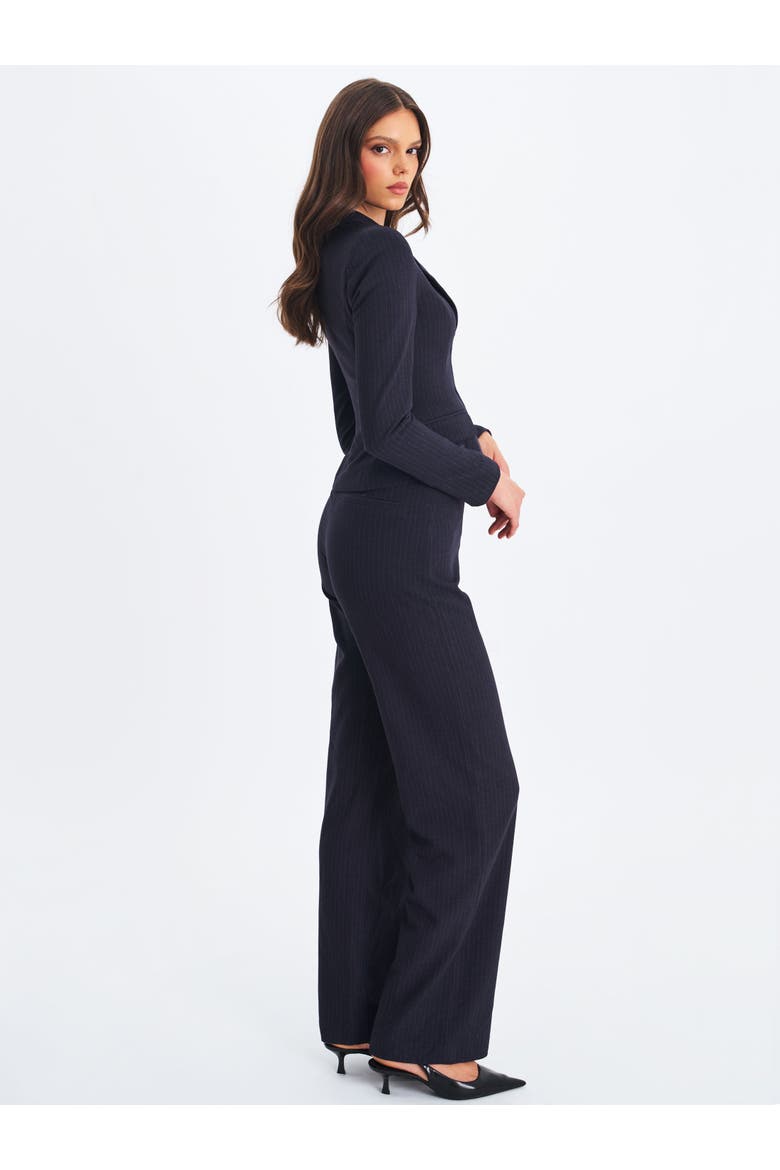 Quinniee Striped High-Waisted Straight Leg Pant, Alternate, color, Navy