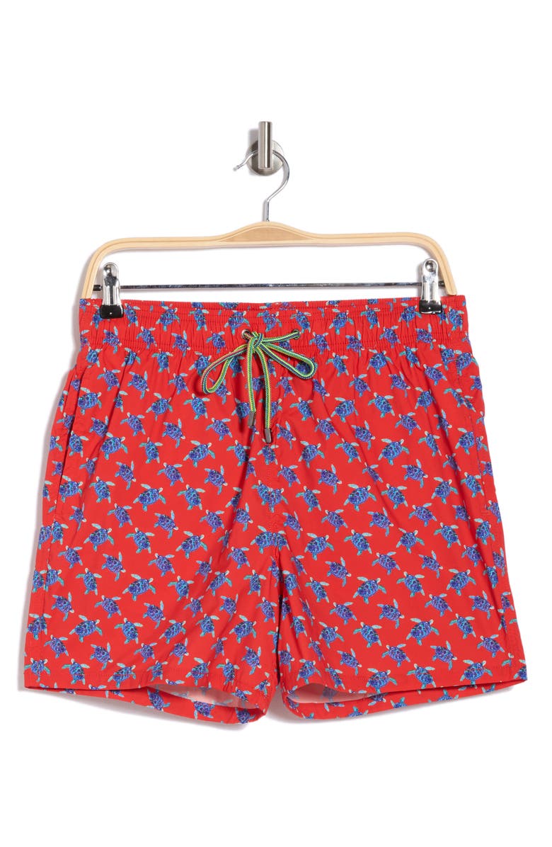 Bugatchi Sea Turtle Print Swim Trunks, Alternate, color,
