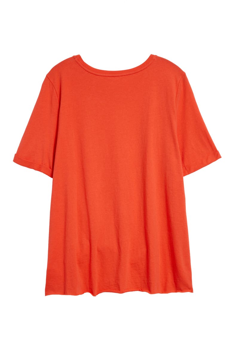 Twist Hem T-Shirt, Alternate, color, RED HIBISCUS