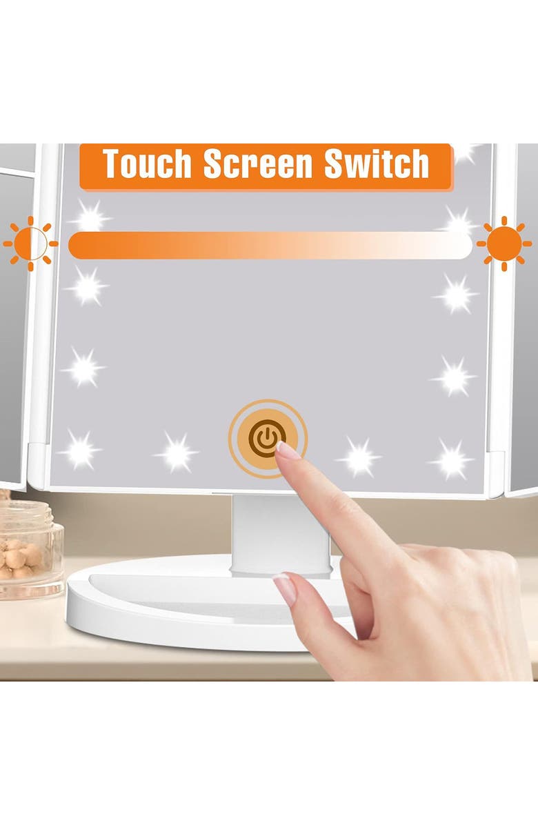 LILA BY AKUNBEM Fascinate Magnifying LED Trifold Mirror, Alternate, color, White