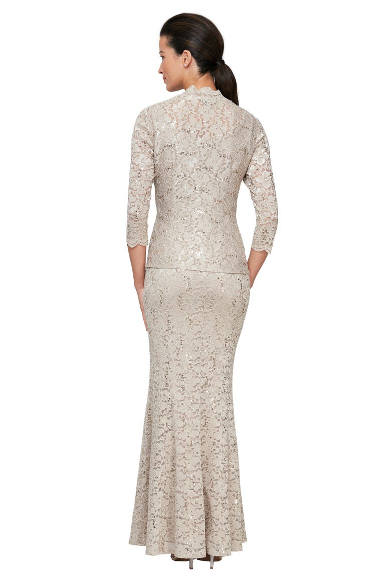 Sequin Lace A-Line Gown with Jacket, Alternate, color, CHAMPAGNE