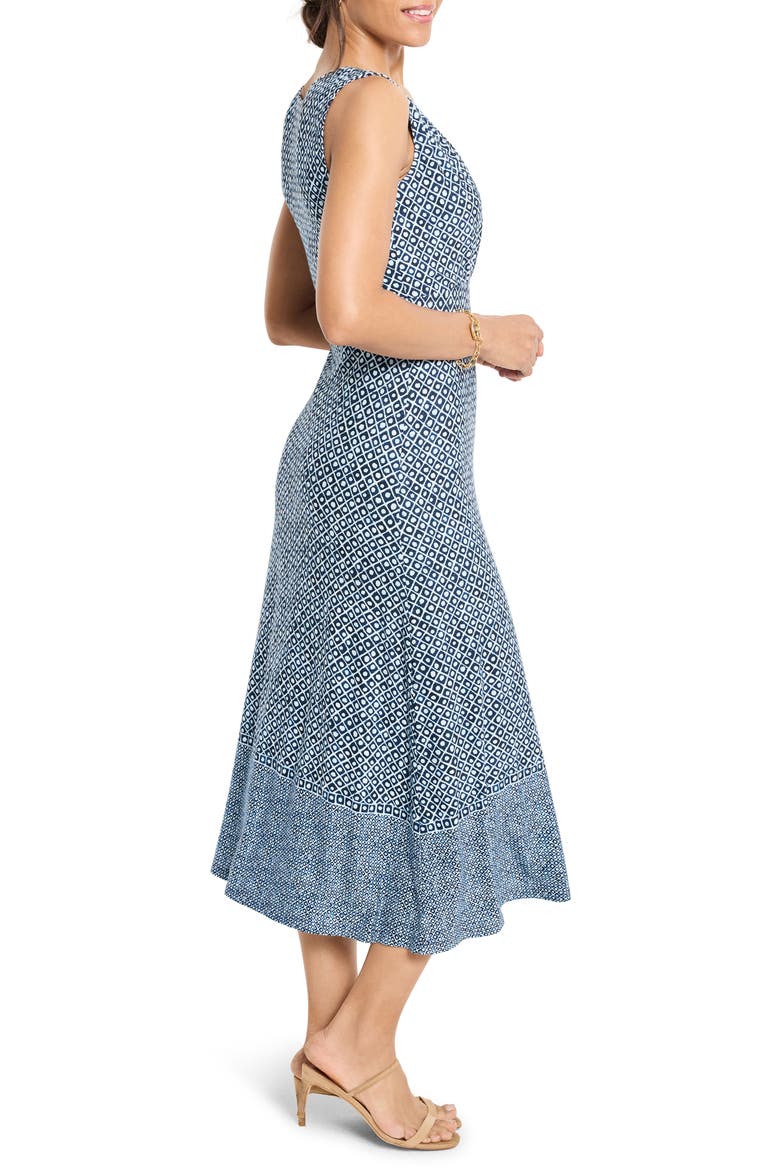 Ella Coastal Geo Print Fit & Flare Midi Dress, Alternate, color, BLUE MULTI