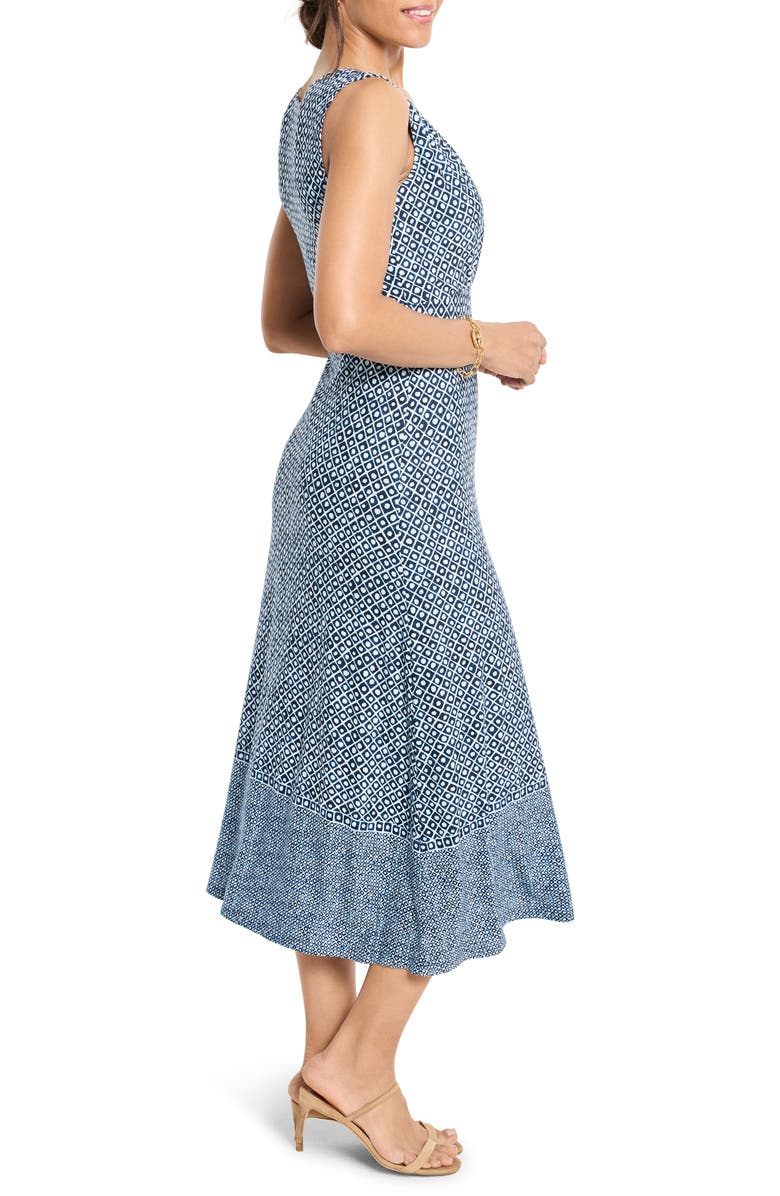 NIC+ZOE Ella Coastal Geo Print Fit & Flare Midi Dress, Alternate, color, Blue Multi