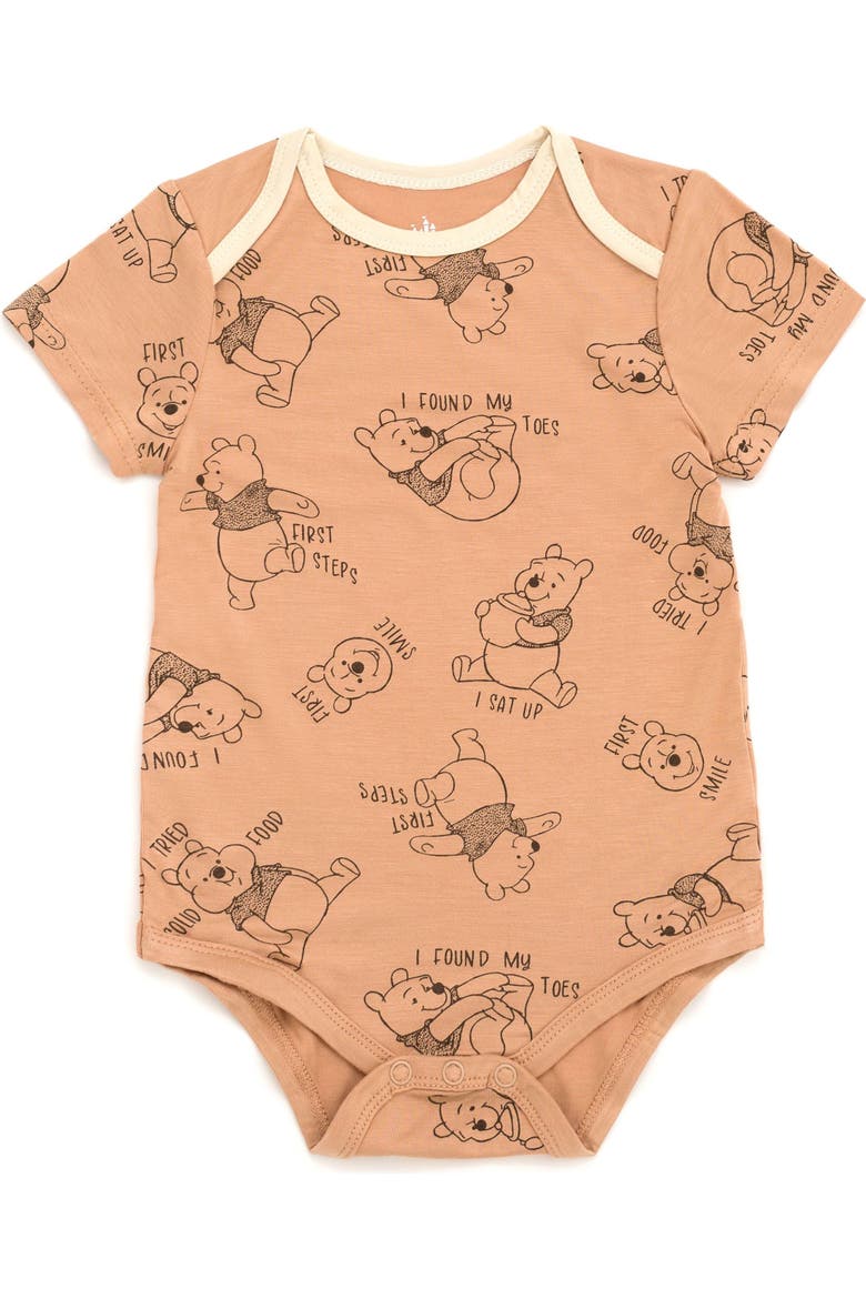 Winnie the Pooh One Piece Bodysuit Set, Alternate, color, Winnie the Pooh Brown