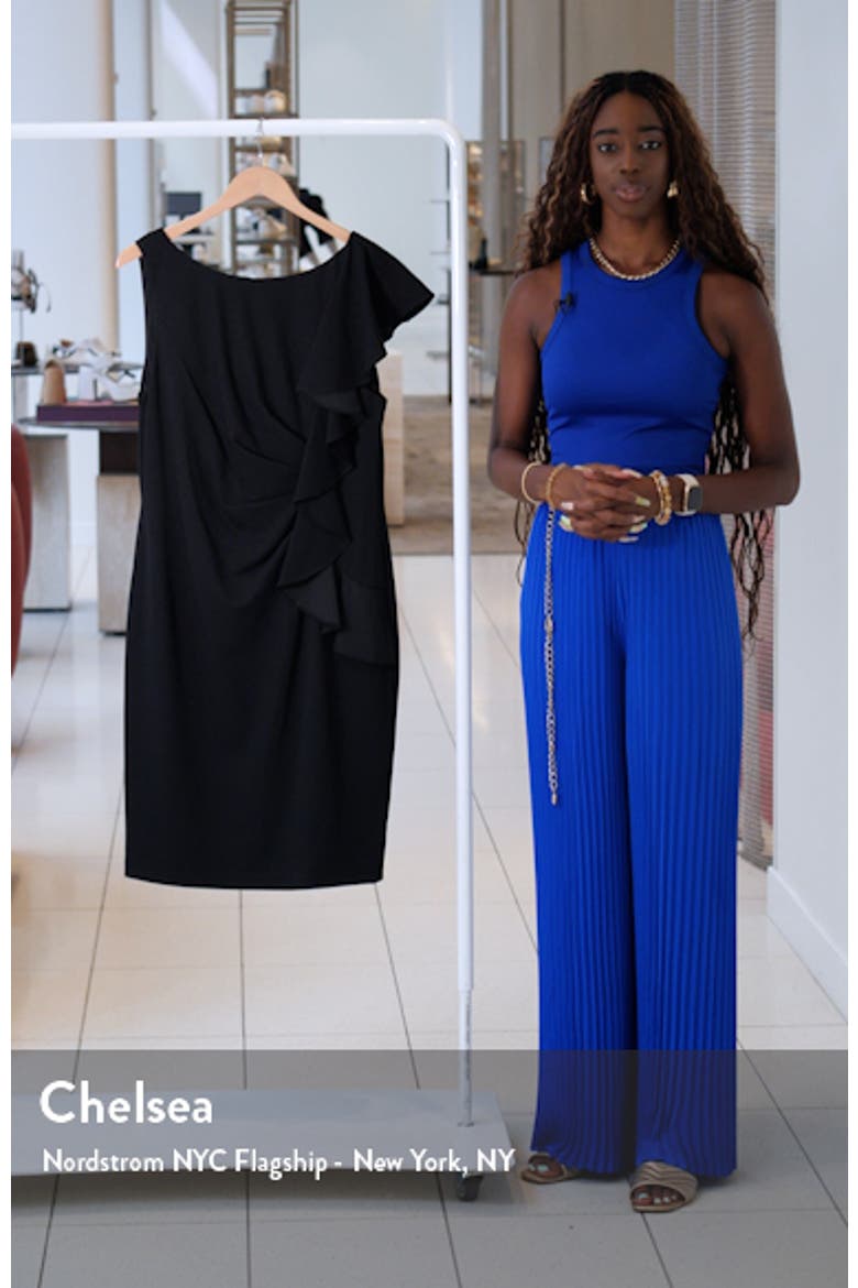 Drape Ruffle Sleeveless Crepe Dress video