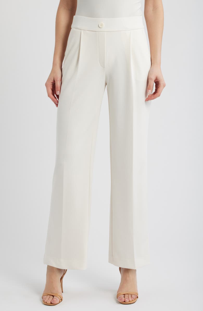 AK ANNE KLEIN Wide Leg Pull-On Pants, Main, color, White Dove