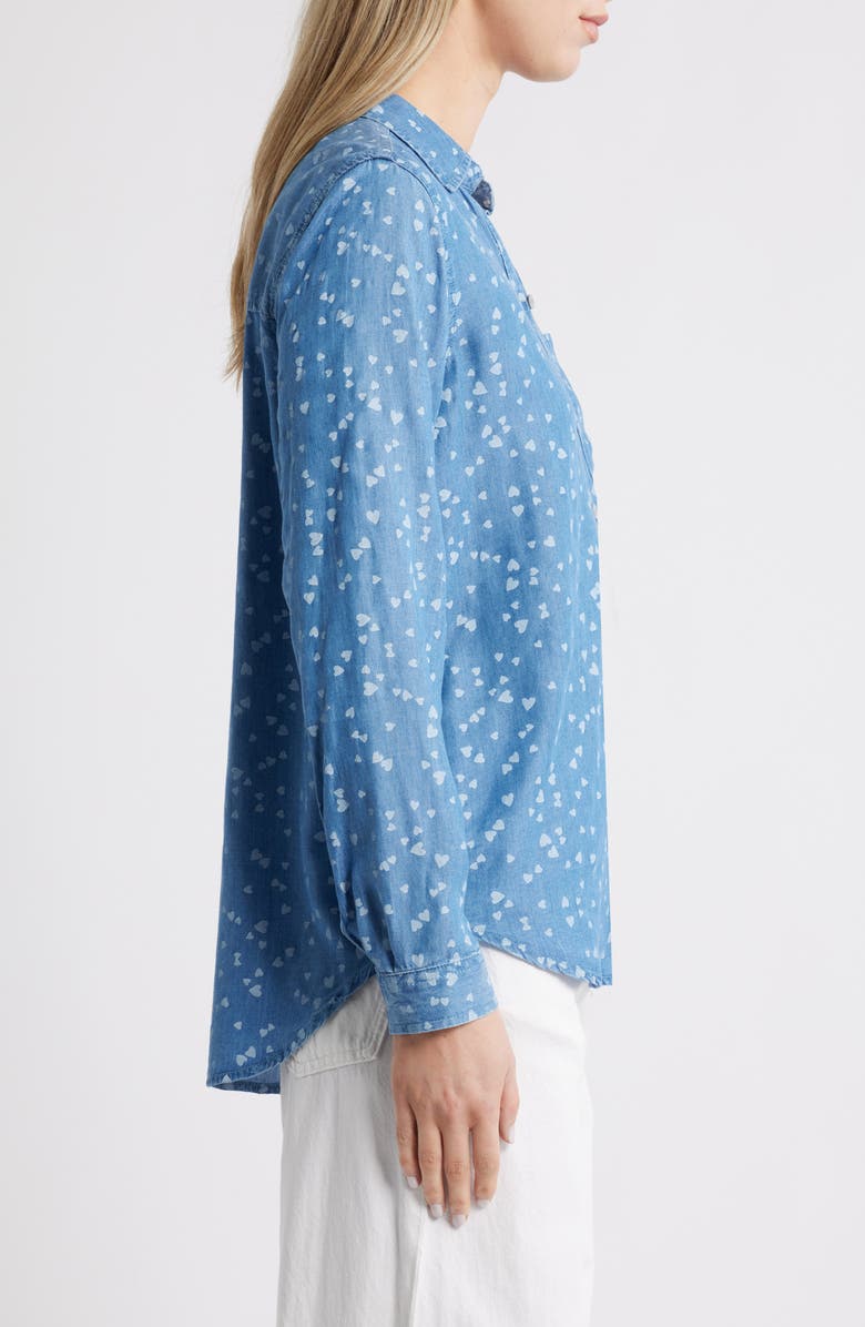 beachlunchlounge Cassie Chambray Button-Up Shirt, Alternate, color, Butterfly Trail