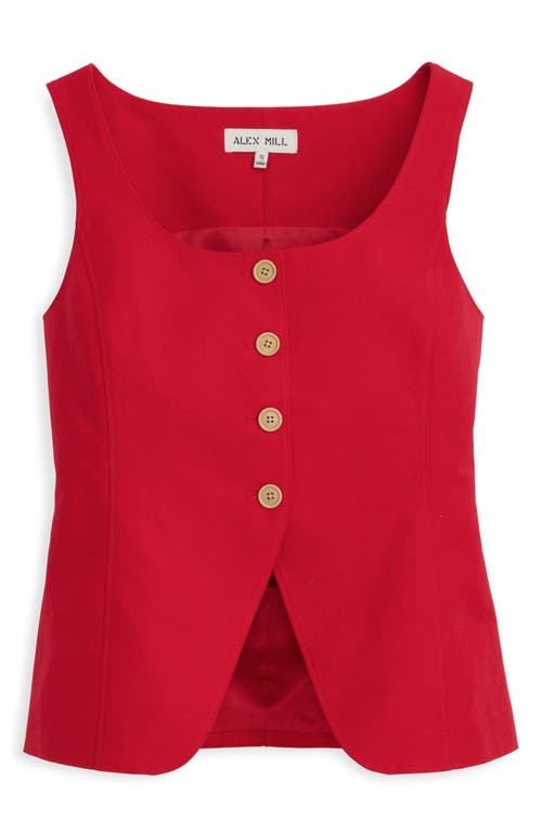 Alex Mill Soho Scoop Vest In Linen Cotton In Crimson