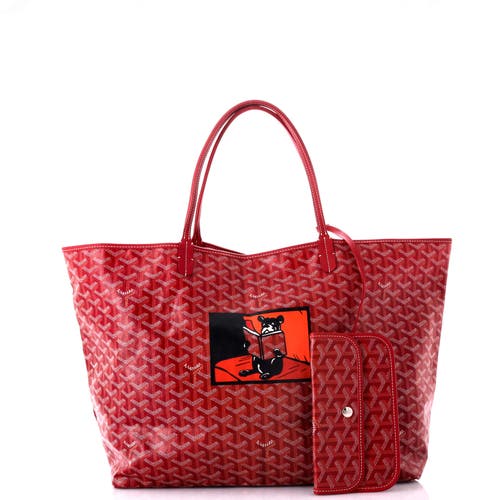Pre-owned Goyard Goyard Saint Louis Tote Printed Coated Canvas Gm In Red