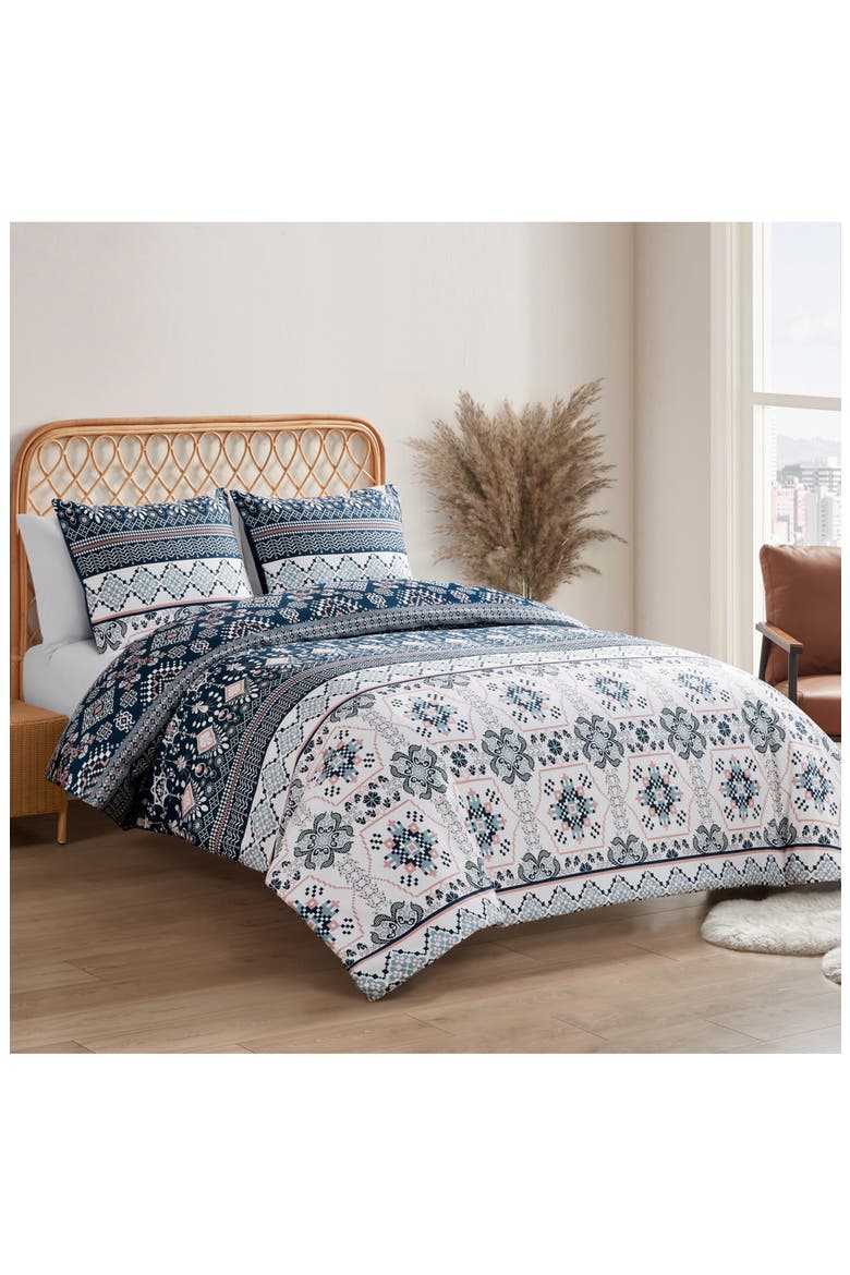 Paisley Print Comforter Set, Alternate, color, NAVY/ IVORY/ GREEN