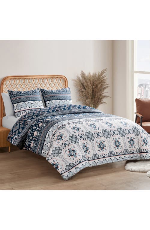 Jessica Simpson Paisley Print Comforter Set In Navy/ivory/green