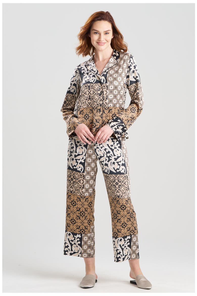 Tapestry Notch PJ Set, Main, color, NATURAL/BLACK