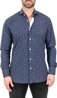 Maceoo Einstein Paisley Print Stretch Button-Up Shirt