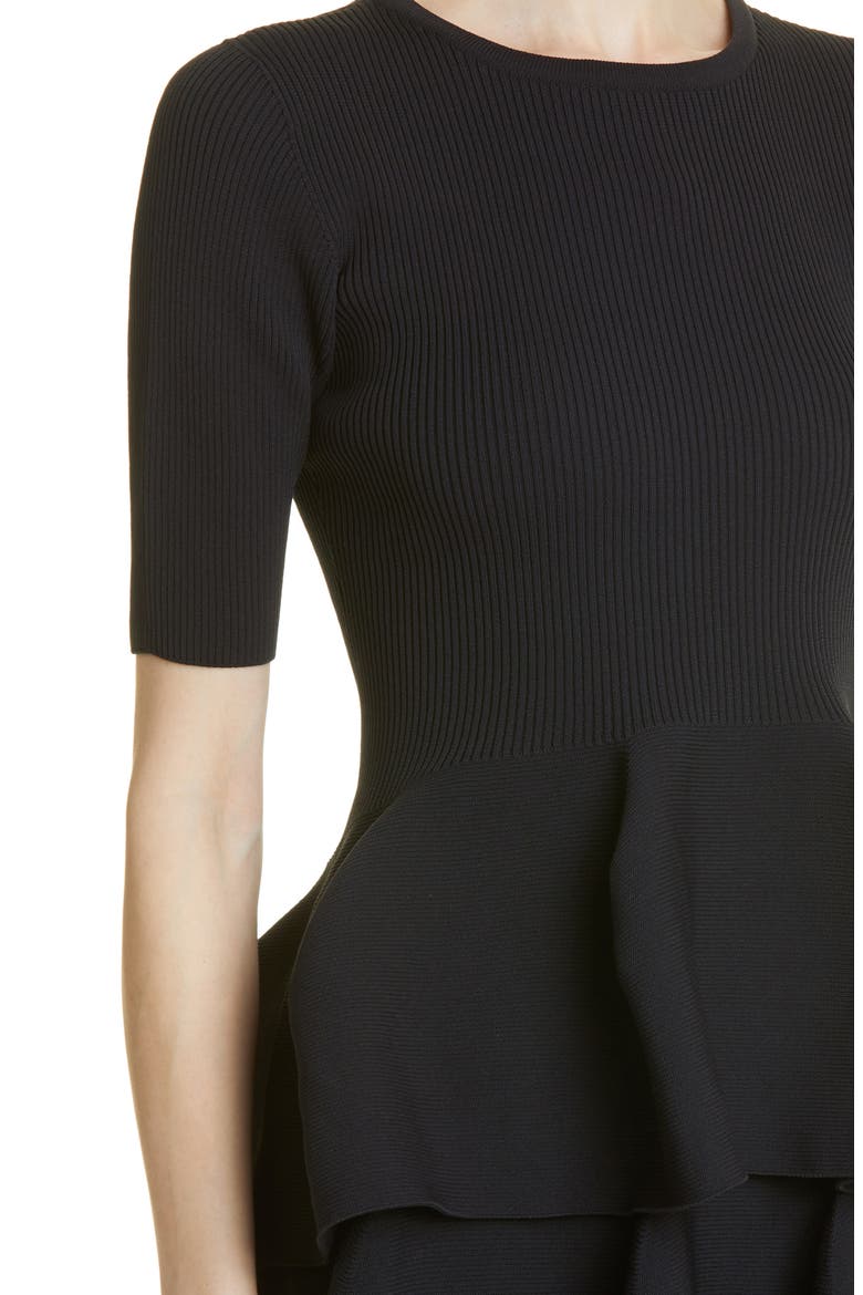 Pottery 8 Peplum Rib Top, Alternate, color, BLACK