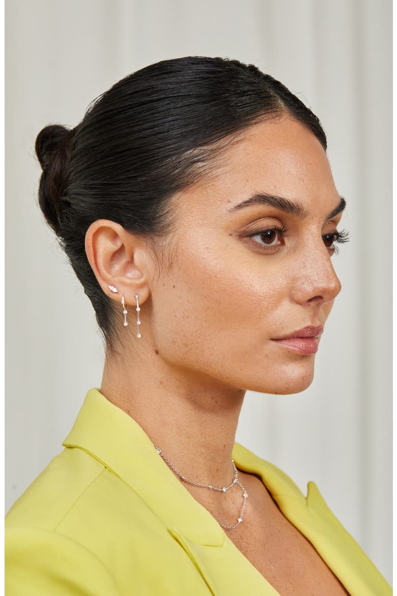 Aviva Diamond Station Linear Drop Earrings (Nordstrom Exclusive), Alternate, color, 18K WHITE GOLD
