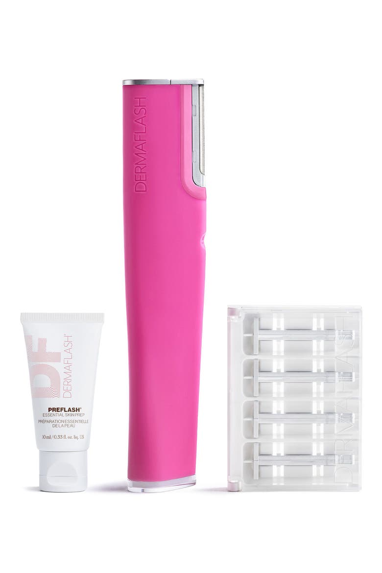 LUXE+ Anti-Aging Sonic Dermaplaning + Peach Fuzz Removal Set, Main, color, POP PINK
