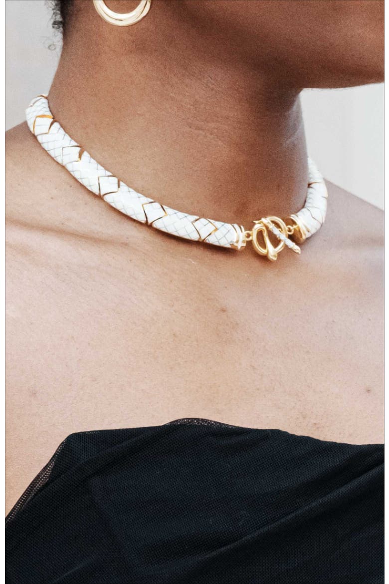 Uraeus Necklace, Alternate, color, White & Gold