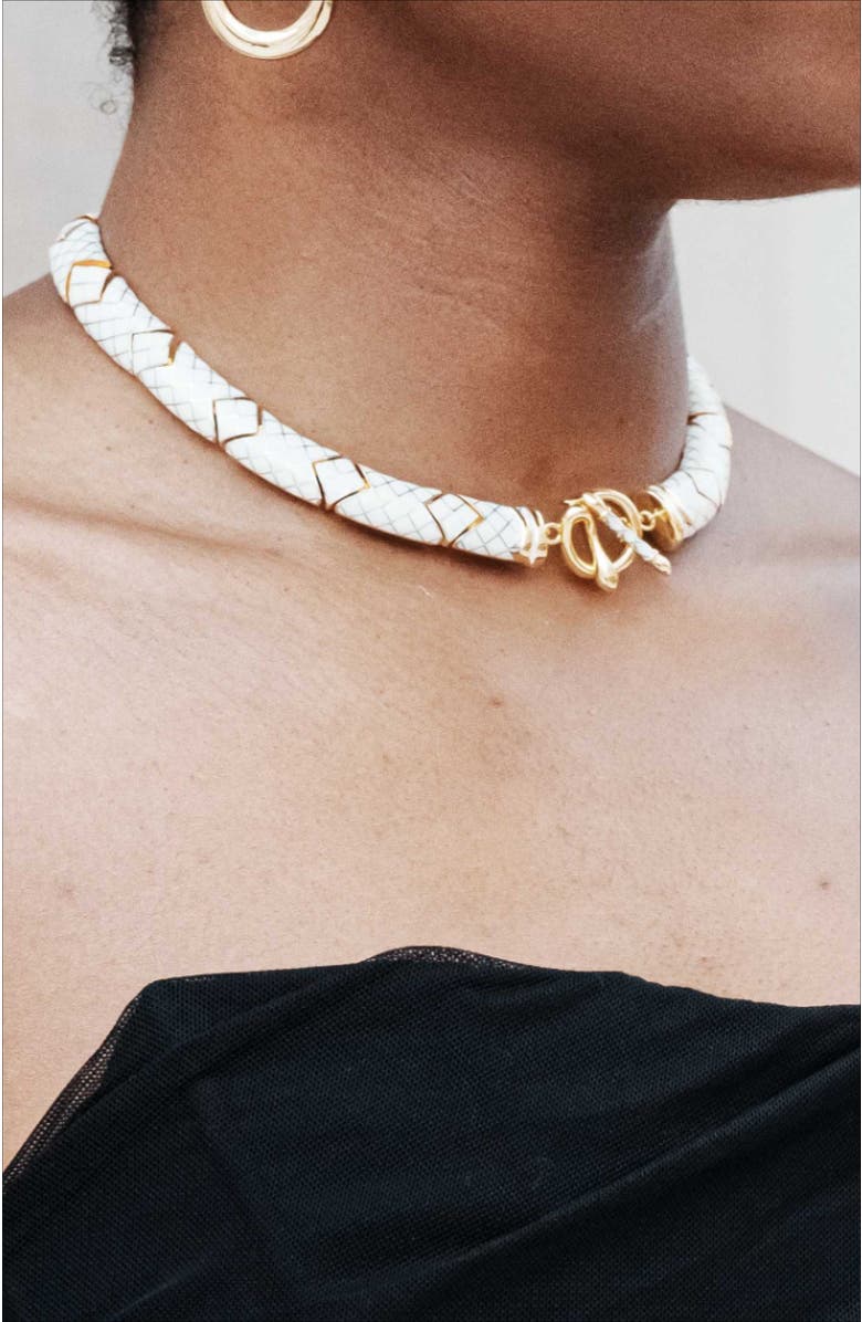 RC RETRO CHIC Uraeus Necklace, Alternate, color, White & Gold