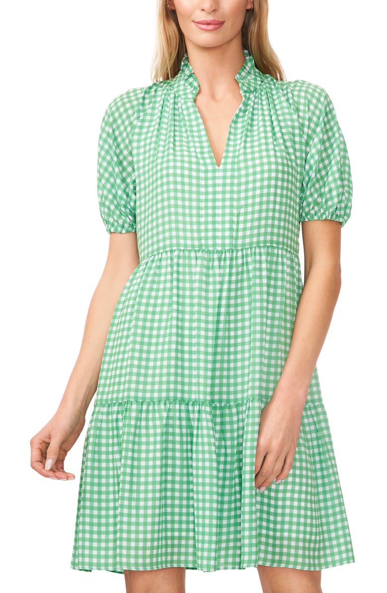 CeCe Gingham Print Babydoll Dress, Alternate, color,