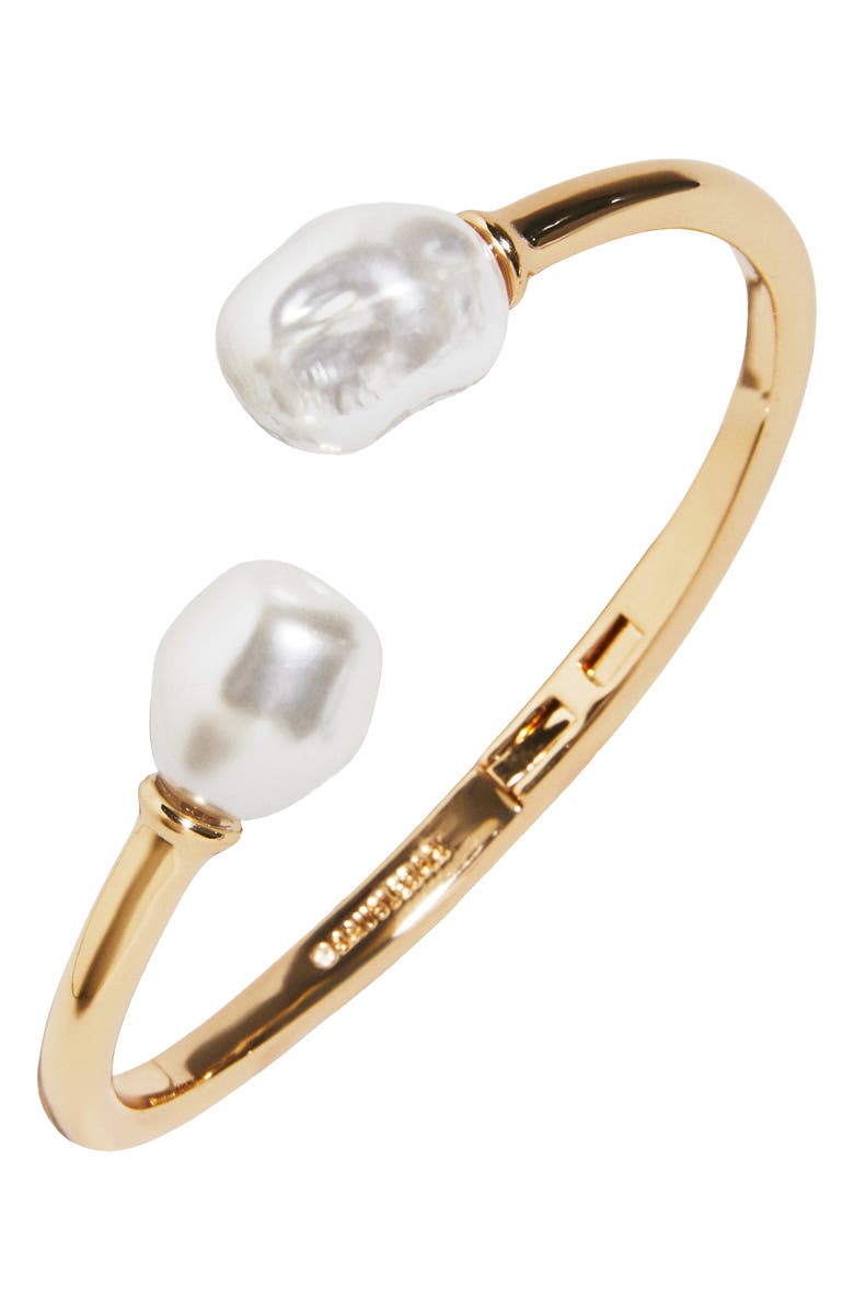 BaubleBar Francesca Hinge Cuff Bracelet, Main, color, Pearl