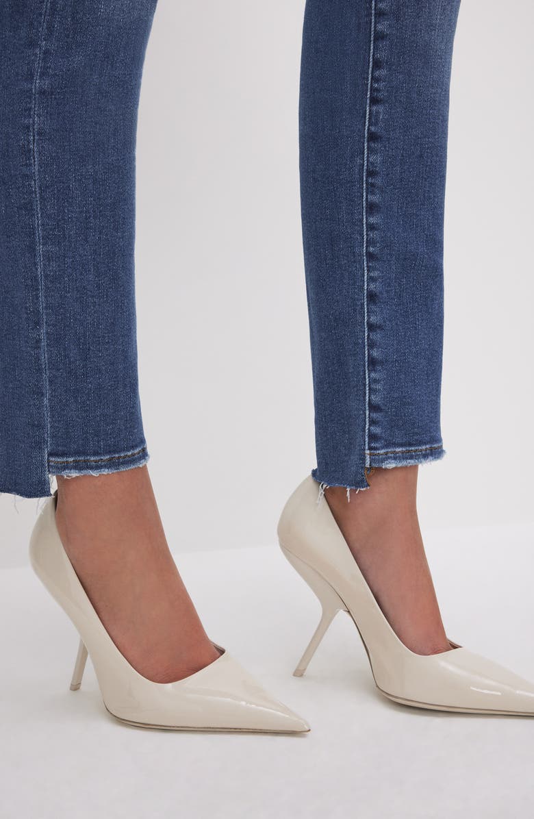 Good American Good Classic Raw Step Hem Straight Leg Jeans, Alternate, color, Indigo620