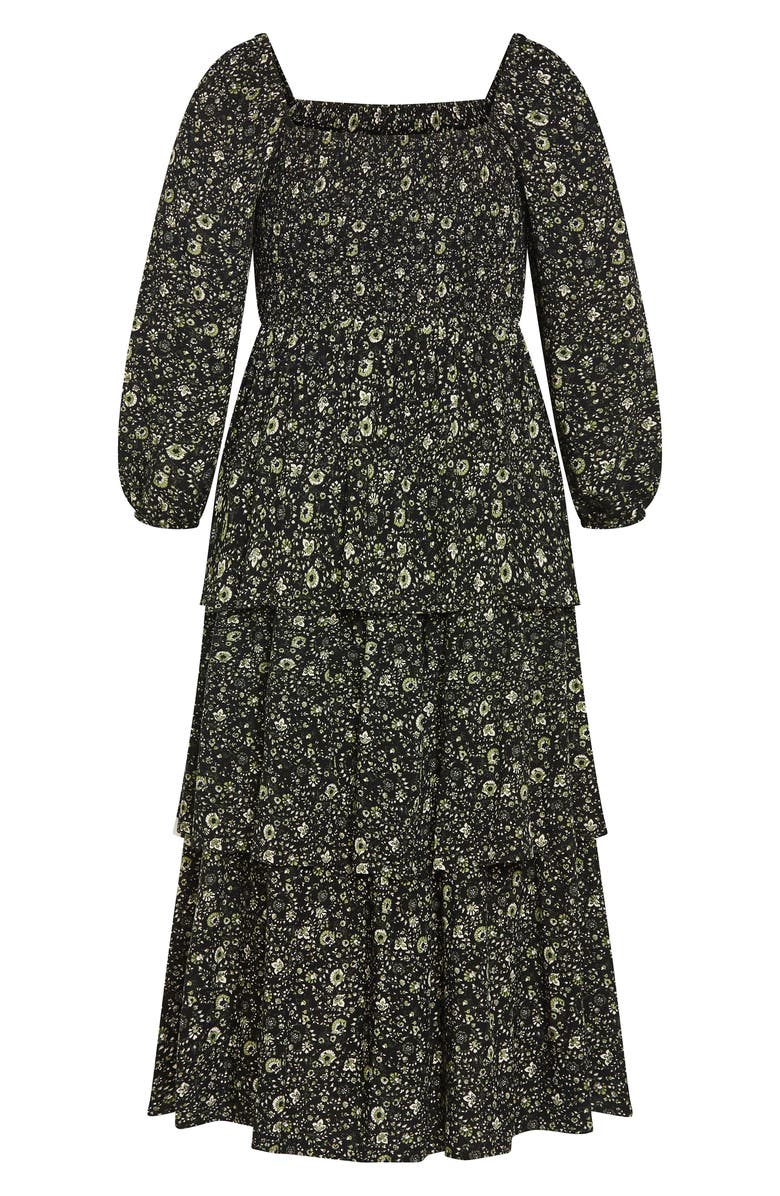 City Chic Cassidy Floral Print Maxi Dress, Alternate, color, Olive Ditsy