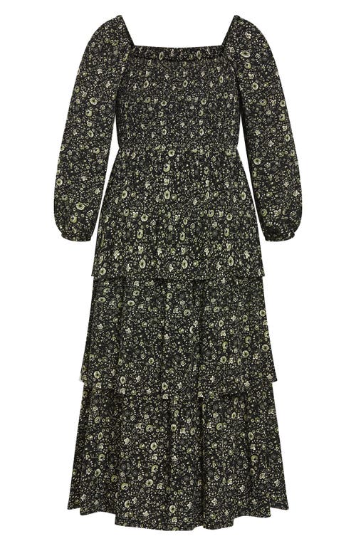 City Chic Cassidy Floral Print Maxi Dress In Green