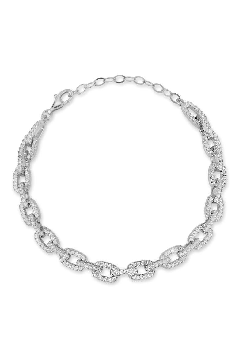 Cubic Zirconia Link Bracelet, Main, color, SILVER