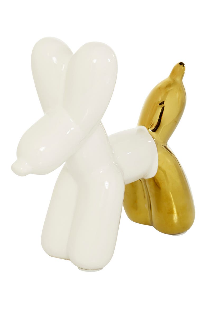 White Ceramic Balloon Dog Sculpture, Main, color, GOLD