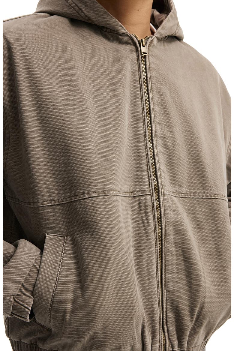 Men's Cropped Hooded Bomber, Alternate, color, Washed Chocolate