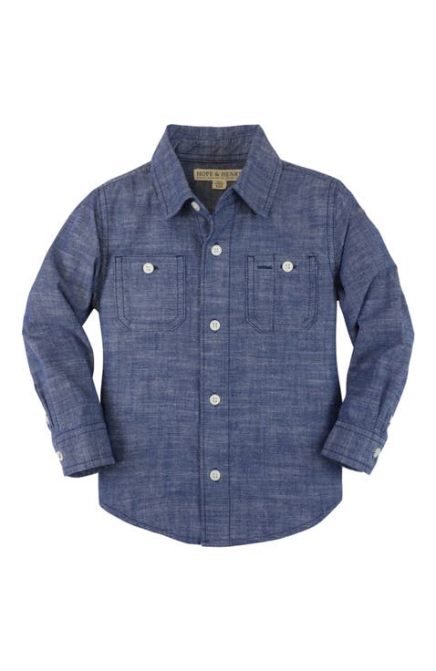 Organic Long Sleeve Chambray Button Down Shirt (Baby)
