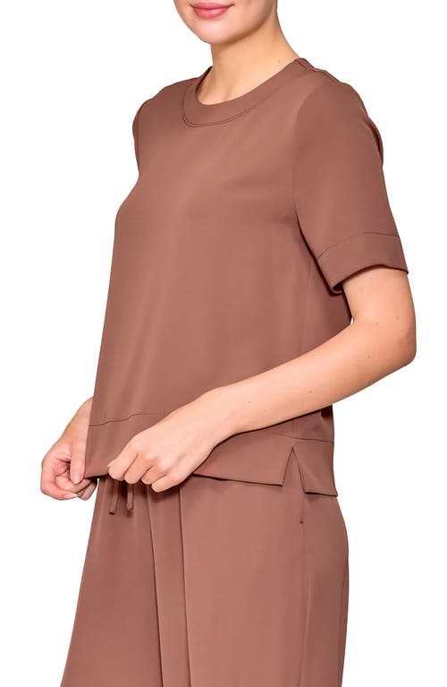 Melloday Boxy Stretch Crepe T-shirt In Brown