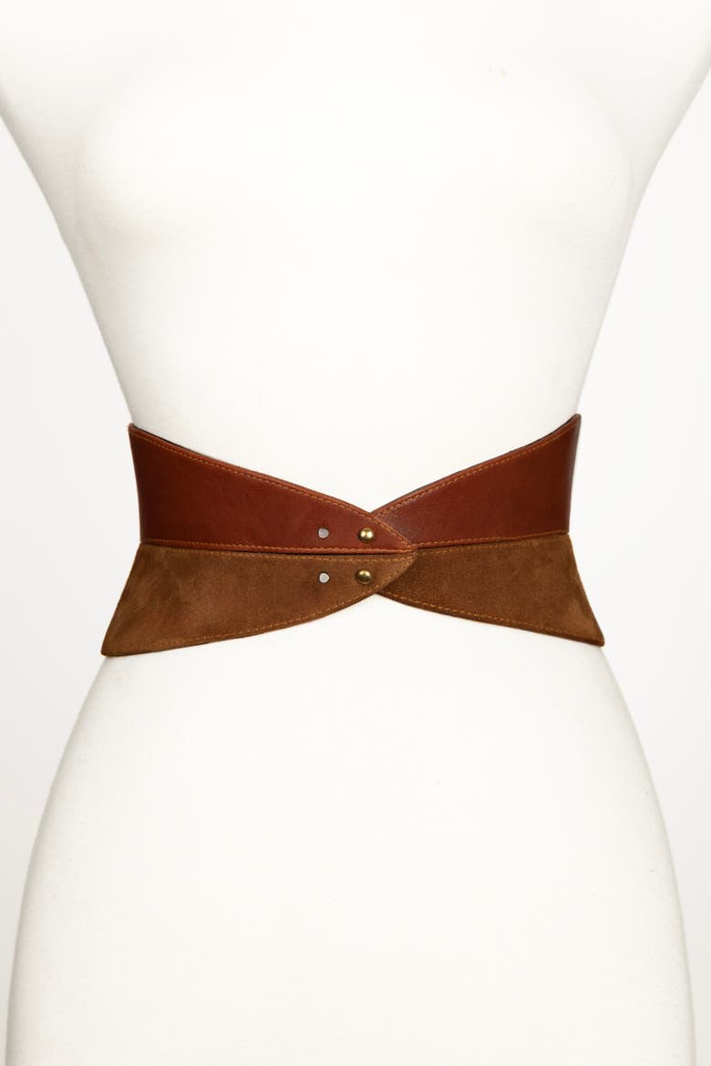 Corset Leather Belt, Alternate, color, Cognac