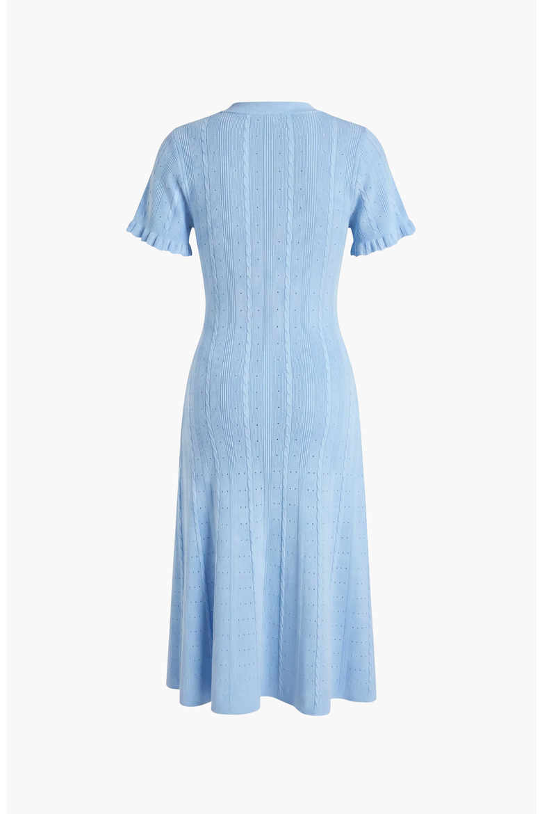 Button Front Knit Short Sleeve Midi Dress, Alternate, color, Blue