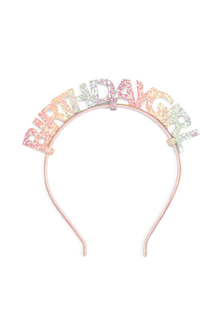 Pastel Rainbow Birthday Girl Headband, Main, color, Multicolor