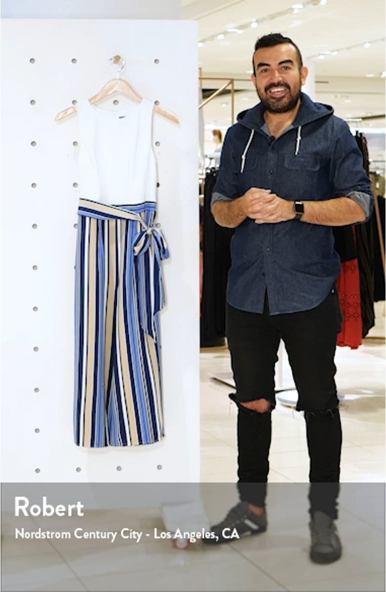 Vince Camuto Stripe Mixed Media Crop Jumpsuit | Nordstrom