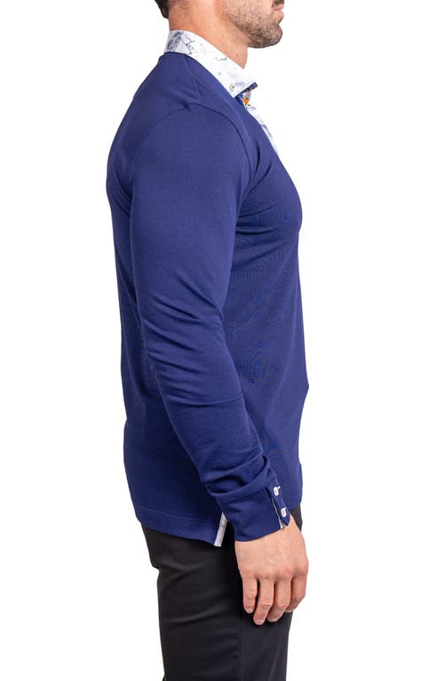Maceoo Newton Ascension0008 Blue Long Sleeve Button-down Polo In Blue