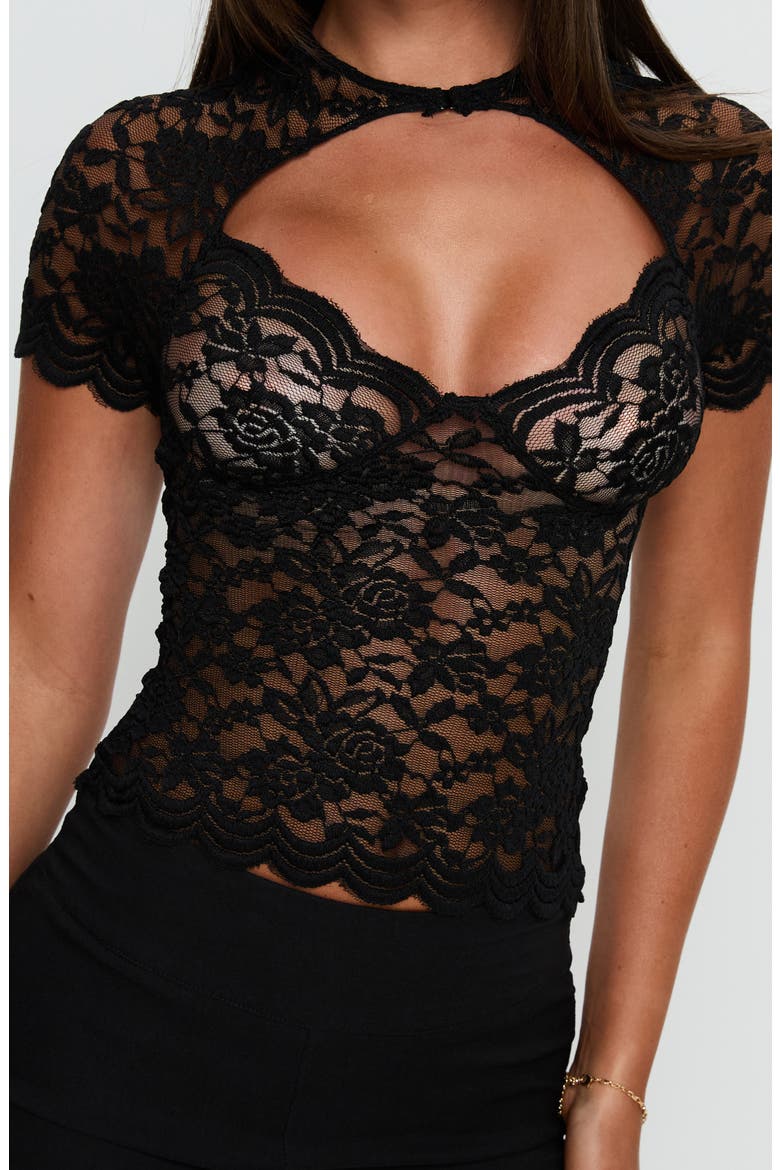 Giallo Cutout Lace Top, Alternate, color, BLACK