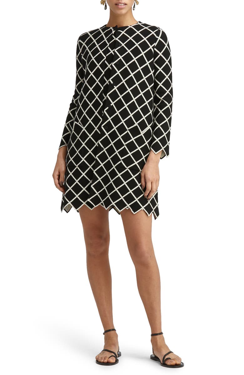 Oscar de la Renta Windowpane Knit Coat, Main, color, 
